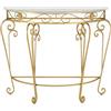 Yclty Consolle a Mezzaluna Con Gambe A Spirale In Metallo, Tavolo D'ingresso con Piano In Finto Marmo, Tavolo D'ingresso con Divano Semicircolare Per Soggiorno, Corridoio, Ingresso, Piccoli Spazi(Gold,70x35