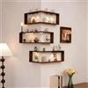 Generic Mensola Angolare A Parete, Mensole Sospese con Luci, Mensole Angolari Sospese, Scaffale Portaoggetti a Parete in Legno, Salvaspazio per Camera da Letto, Soggiorno, Ufficio with-light 3Tier/B