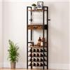 Yorbay Portabottiglie da Terra per 16 Bottiglie, Portabottiglie Vino a 4 Ripiani con Portabicchieri e Cassetto, Porta Vino in Metallo Vintage con Ripiani per Bar, Cucina, Sala da Pranzo, Pavimento