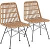 HOMN LIVING Confezione da 2 sedie da pranzo o da esterno Aitana Nere, in rattan sintetico, 47,5 cm (larghezza) 61 cm (profondità) 85 cm (altezza)