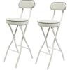 Mermajestic Set di 2 sgabelli da bar pieghevoli, imbottiti con schienale, altezza 65 cm, per bar, cucina, balcone, giardino (bianco)