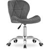 Home Collective Sedia girevole sedia da ufficio sedia da scrivania rivestita in velluto grigio | Regolabile in altezza con sedile ergonomico