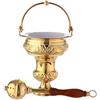 Holyart Accessori per Benedizione: Secchiello Acqua Santa con Asperges Ottone Dorato 30 cm