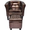 vidaXL Poltrona Chesterfield Bronzo con Poggiapiedi