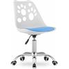 NMK HOME Sedia Pelle Sintetica Ergonomica Base Cromata Bianco Blu