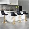 Orirsnug Set di 4 Sgabelli da Bar Alti in Velluto, Sgabelli da Cucina Regolabili in Altezza, Sgabelli da Bar Girevoli a 360° con Schienale e Poggiapiedi, Adatto per Cucine, Bar, Nero-Gambe dorate
