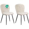 WAFTING Set di 2 Sedie da Pranzo, Sedia a Forma di Conchiglia in Ciniglia, Beige