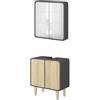 Vicco Set di mobili da bagno Arla, Antracite/quercia, 60 cm, composto da specchio da bagno e mobile sottolavabo