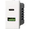 ETTROIT Presa Caricatore doppia USB 2IN1 Type-A + Type-C compatibile Bticino Axolute 5Vdc 3.1A colore bianco Ettroit AB3002