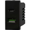 ETTROIT Presa Caricatore doppia USB 2IN1 Type-A + Type-C compatibile Bticino Axolute 5Vdc 3.1A colore nero Ettroit AN3002