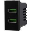ETTROIT Presa Caricatore doppia USB Type-A compatibile Bticino Axolute 5Vdc 2.1A colore nero Ettroit AN2402