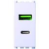 ETTROIT Modulo Presa Caricatore USB 2 Porte 3,1A USB-A + USB Type C Colore Bianco Compatibile Con Vimar ArkÃ¨