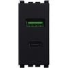 ETTROIT Modulo Presa Caricatore USB 2 Porte 3,1A USB-A + USB Type C Colore Nero Compatibile Con Vimar ArkÃ¨