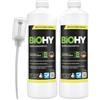 BiOHY Shampoo per tappeti (2 bottiglie da 1l) + Distributore | Concentrato detergente efficace | ideale per rimuovere le macchie ostinate | ben tollerato dagli animali (Teppichshampoo)