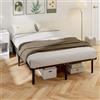 HOMCOM Telaio Letto 140 x 190 cm, Letto Matrimoniale con Rete a doghe in Legno Massiccio e piedistallo 26 cm di Altezza con ripostiglio sotto Senza Bisogno di Rete a Molle, Montaggio Semplice, Nero