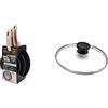 ALLUFLON Etnea Wood Edition Set Da 3 Padelle, Alluminio, Nero, 20-24 - 28 Cm & Coperchio Vetro Bordo Inox, 28 Cm