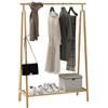 HOMCOM Appendiabiti in bambù, appendiabiti in legno con scarpiera dim. 110L x 42L x 152H cm