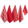 DII - Set di strofinacci da cucina in tessuti assortiti, 45,7 x 71,1 cm, 33 x 33 cm, rosso, 5 pezzi