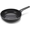 Moneta Recy Wok 28 cm Ricicla 52 Lattine, Net Induction, Nero, Corpo Alluminio 100% Riciclato