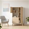 Dmora - Credenza Boario, Buffet alto da soggiorno, Madia moderna da salotto a 3 ante, 81x43h135 cm, Rovere e Bianco