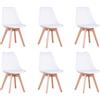 BenyLed Set di 6 Sedie da Pranzo a Forma di Tulipano con Seduta Imbottita e Gambe in Legno di Faggio, ideali per Sala da Pranzo, Cucina, Soggiorno, Bar, Bianco