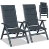 Devoko Set 2 Sedie da Giardino Pieghevoli in Alluminio - Poltrona da Giardino Esterna Regolabile in 7 Posizioni, Sedia Portatile a Schienale Alto Adatta a Tutte Tavole per Giardino, Terrazza, Piscina