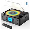 kuephom Lettore CD Portatile con Bluetooth, Radio FM e Telecomando, Ricaricabile, Audio Stereo, Trasmettitore Bluetooth, MP3/USB/TF, Timer di Spegnimento