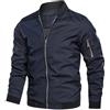 Shuanghao Uomo Primavera-Autunno Classica-Casual Bomber-Leggero Jacket-Cappotto - Cotone Softshell Sottile Sportiva All'Aperto Collo da Baseball Bomber Estivo Giacca Militare Comodo Varsity Giubbotto Blu S
