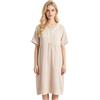 UUNBS Camicie da Notte da Donna in Garza di Cotone Pigiama Leggero con Scollo a V e Bordo in Pizzo Comodo Pigiama in Mussola,Apricot,XL