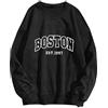 Generic Felpe da donna Boston Athletic Loose Fit Y2K Tinta unita Felpe con cappuccio Autunno Lettera Sport Vestibilità ampia Casual Top Workou Signore Carino Felpe Grafiche Alla Moda Anime Sottile Donna, Nero