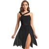 YiZYiF Abito da Ballo da Donna Vestito da Balletto Valzer Tango Abiti da Ballo Classica Costume da Competizione Samba Rumba Salsa Dancewear Nero S