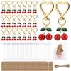 AHANDMAKER Set di 24 portachiavi a forma di ciliegie, accessori con biglietti di ringraziamento e sacchetti in organza, per ospiti, battesimo, damigella d'onore, matrimonio