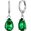 Bestyle Orecchini Donna Argento 925 Ciondolo Smeraldo Goccia Pietre Preziose ad Alta Traslucidità Orecchini Collezione Pietra Portafortuna 12 Mesi