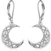 VONALA Orecchini a monachella in argento Sterling 925 con luna celtica gatto/mucca/stella, orecchini a monachella a forma di gatto, idea regalo di compleanno per donne e
