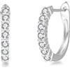 FANCIME Orecchini a Cerchio Piccole in Oro Bianco 14 Carati (585) con Gemma Moissanite Gioielli Regalo per Donna Signore Ragazze - Dimensioni: 15 * 13 mm