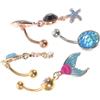 Ciieeo Set 4 Pezzi Anelli per Ombelico da Donna Piercing a Forma di Tartaruga, Sirena e Fiore, Gioielli per Corpo Decorativi, per Piercing Ombelico e Regalo per Compleanno o Natale