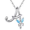EUDORA Harmony Ball Collana a Farfalla Iniziale in Argento Sterling 925 con Lettera Dell'alfabeto Collane con Ciondolo Personalizzato con Zirconi Blu per Donna Ragazza Madre Gioielli Catena da 45 cm