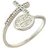 Holyart Anelli con croce: Anello medaglia San Benedetto argento 925 e zirconi bianchi