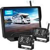 VASTEND 2 Telecamere Retromarcia Wireless: Monitor 7 1080P, Impermeabile IP69, Visione Notturna IR, Grandangolo 170°, Kit Senza Fili per Camper, Camion, Roulotte, Rimorchi (VE-7C2)