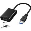 Menibeuty Cavo USB a HDMl, adattatore USB a HDMl, 3.0/2.0 Convertitore video multischermo, cavo convertitore per PC, laptop, monitor, proiettore da scrivania, TV