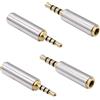 YARCHONN Adattatore jack da 2,5 mm a 3,5 mm a 4 poli da 2,5 mm maschio a presa da 3,5 mm TRRS Stereo Audio Converter Adattatore per Microfoni Cuffie Tablet -4 pezzi