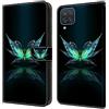 BLOTECH Glitter in Pelle Protettiva Wallet Cover for Samsung Galaxy A12 Custodia Magnetic Buckle 3D Brillantini Glitters in Pelle PU Portafoglio Pelle Guscio Caso per Samsung Galaxy A12 ,Light Butterfly