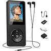 Velozym Lettore MP3, 32 GB, Bluetooth 5.1, lettore MP3 HiFi portatile, con altoparlante HD, schermo LCD da 1,8 pollici, lettore musicale per bambini, adulti, sport, registrazione vocale, radio FM, e-book, con
