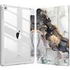 FINTIE Custodia per iPad 6a Gen. 2018 / 5a Gen. 2017 / iPad Air 2 / Air 9.7 Pollici con Pencil Holder, Antiurto Sottile Case Posteriore Trasparente Cover con Auto Sveglia/Sonno, Cloudy Marble