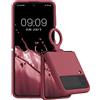 kwmobile Custodia con Anello Compatibile con Samsung Galaxy Z Flip4 - Cover Ultra Slim Silicone Morbido - Back Case Morbida TPU - rosa scuro