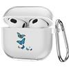 CasurvivePro Custodia protettiva per auricolari AirPods 4, custodia protettiva trasparente in TPU con motivi carini, accessori per cuffie per evitare graffi, sfregamenti, con gancio