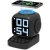 Banaone Cassa Bluetooth Portatile Potente 15W con stazione di ricarica induttiva, orologio da tavolo digitale intelligente, sveglia con rumore bianco, per scrivania, ufficio, adatto come regalo (Nero)