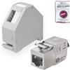 hb-digital Set: 1 x Cat.6a Keystone modulo RJ45 + 1 x adattatore guida guida guida Keystone supporto per guida DIN 35 mm standard | RJ35-Jack schermato montaggio senza attrezzi Ethernet LAN STP LSA