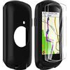 Doxxvai Custodia per Garmin Edge 1040 + 2 Pellicole Protettive, Cover Silicone Antiurto per Ciclocomputer GPS con 2x Vetro Temperato 9H, Protezione Completa 360° Set per Garmin 1040, Nero