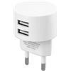 Aelxveba Mini adattatore USB ultra sottile con 2 porte USB-A - 5 V 2,1 A, caricatore per molti modelli di cellulari e tablet, ecc., Alimentatore USB compatto con protezione completa e spina EU